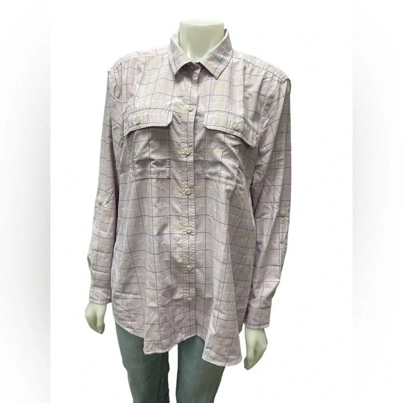 Eddie Bauer Travex Purple  Plaid Long Sleeve Size XL - Picture 3 of 10